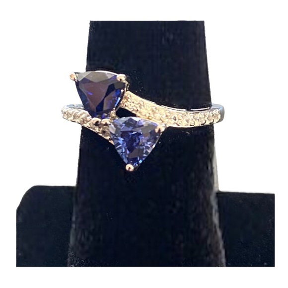 Womens Lab Created Blue Sapphire Sterling Silver Cocktail Ring, Size 6.75, NWOT - Picture 5 of 12